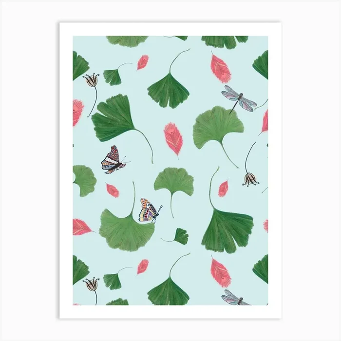 Ginkgo Biloba Butterfly Art Print by Gulsen Gunel
