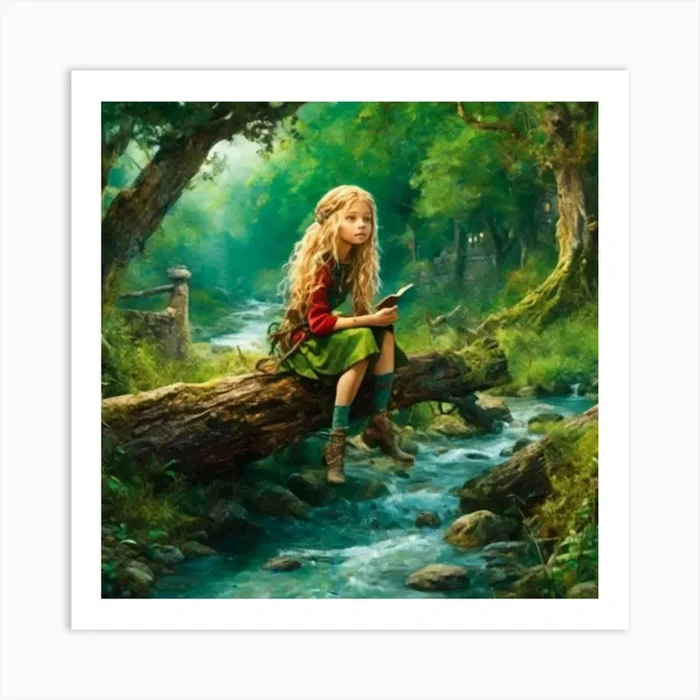 Girl by Stream Art Print by LoveFelton