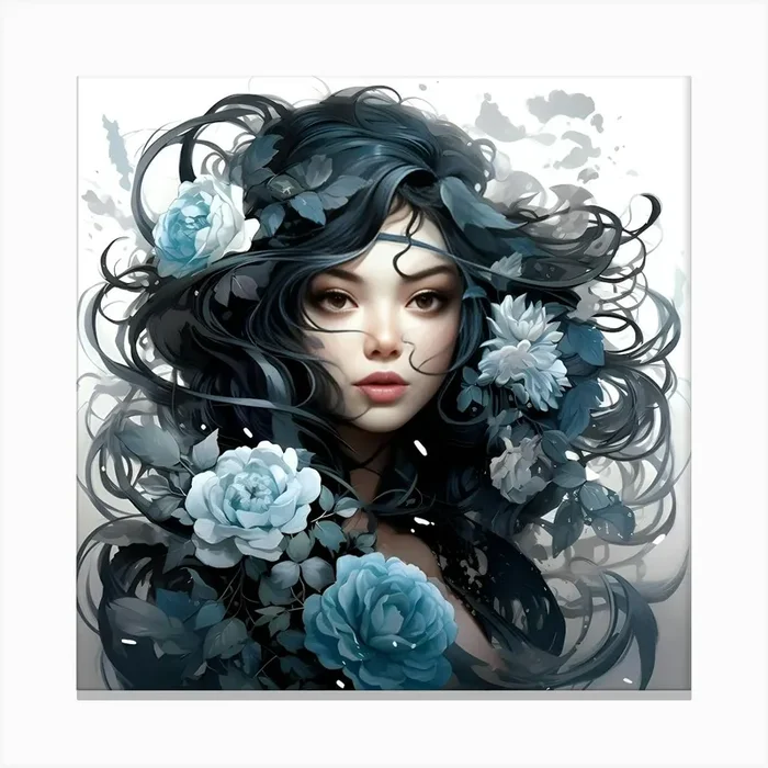 Girl in blue Canvas PrintHN by Hina Nazar