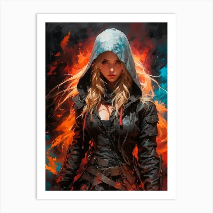 Girl In Flames Art PrintV by viart.