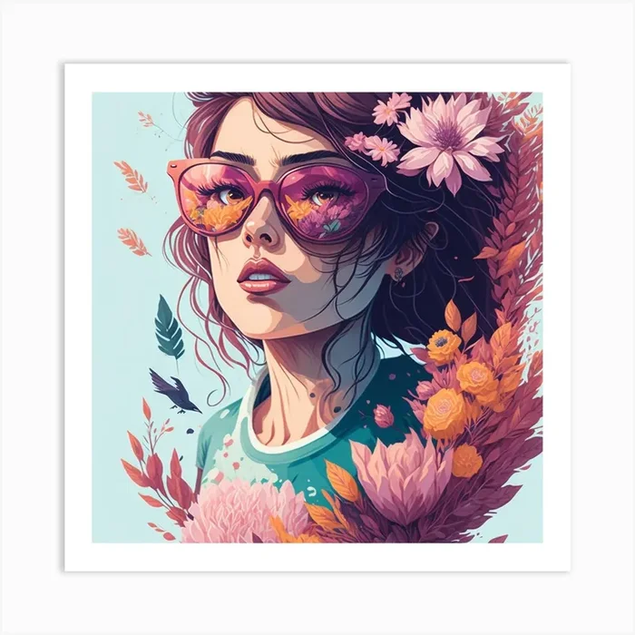 Girl In Sunglasses Art PrintIB by Inspired Brush