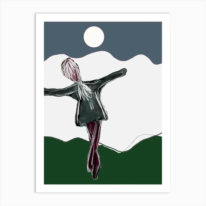 Girl In The Moonlight Art Print by jacquelyn ready designs