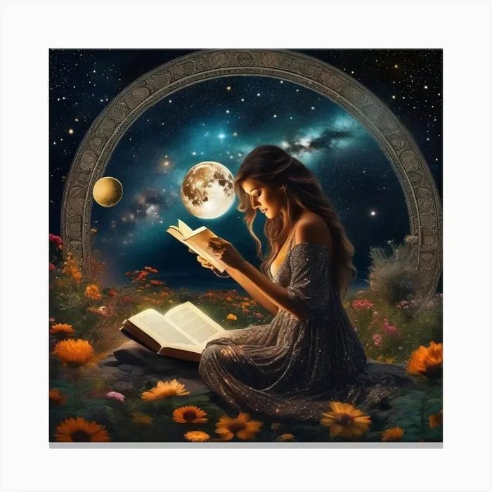 Girl Reading A Book Canvas Print by Jolenelune