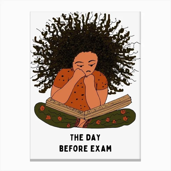 Girl Reading The Day Before Exam Canvas PrintB by BALCONYDOORS