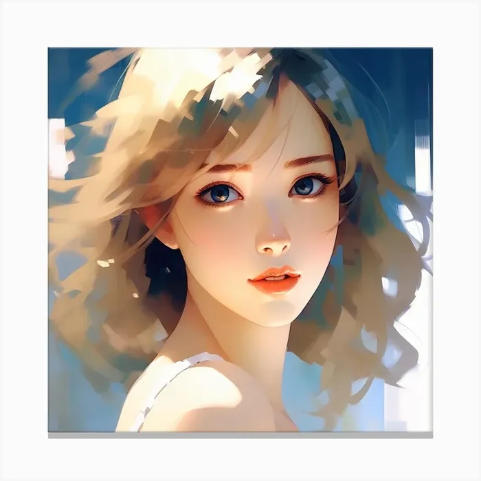 Girl With Blue Eyes Canvas Print by Sara Store