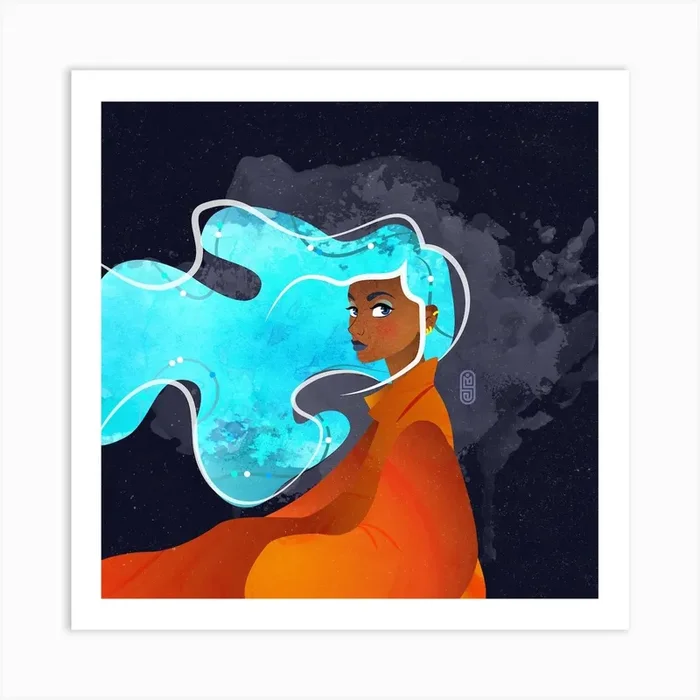 Girl With Blue Hair Art Print by Arknstone Studio