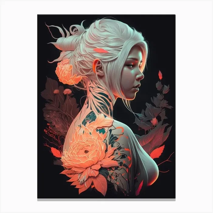Girl With Flowers Canvas Print by Lootprint