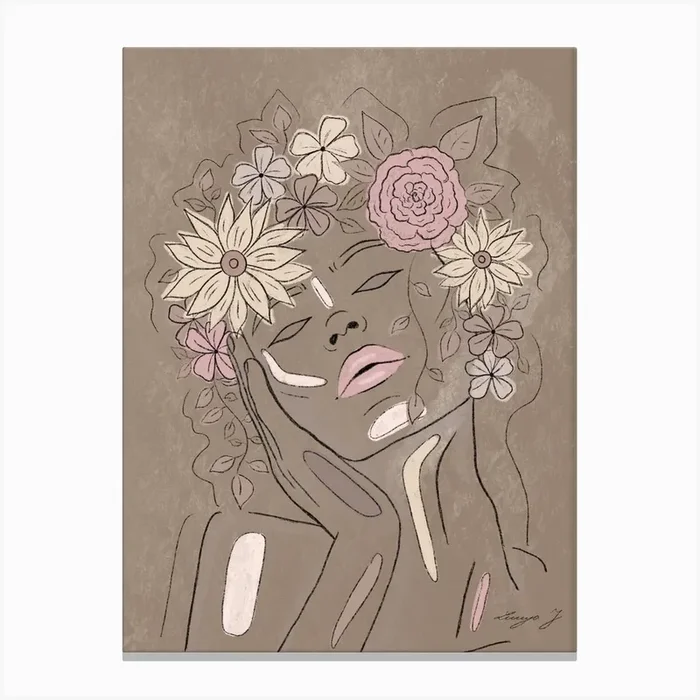 Girl With Flowers In Her Hair Canvas Print by Karolina Koler