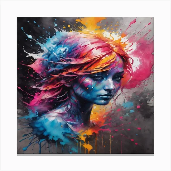 Girl With Paint Splatters Canvas Print by ArtisticQuotesOfLife