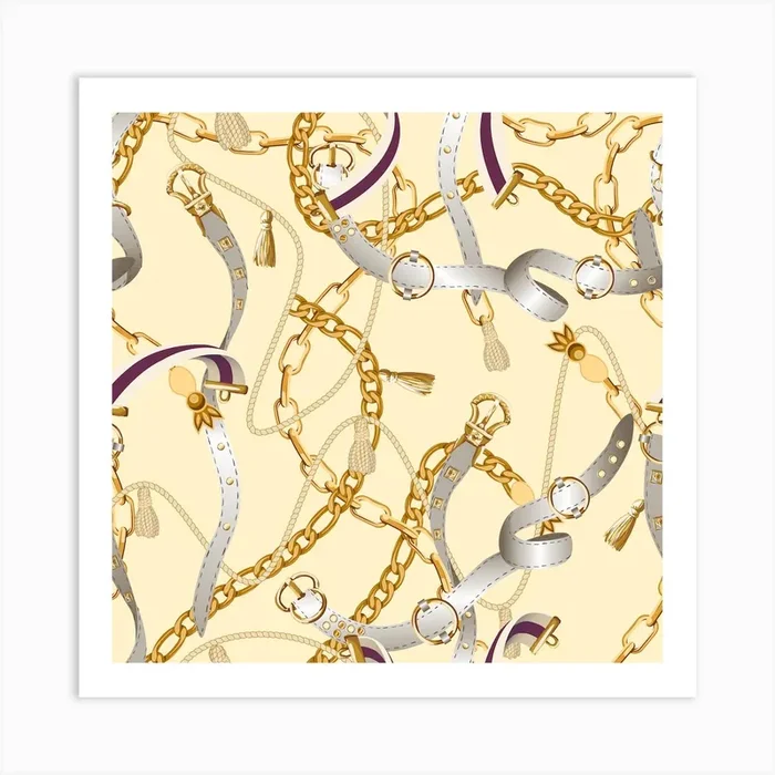 Gold And Silver Chains Art PrintBB by Banu Baristurk Demirezer