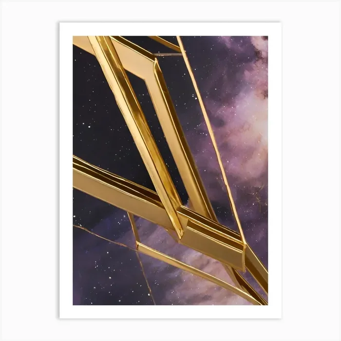 Gold Frame In Space Art PrintM by Myria