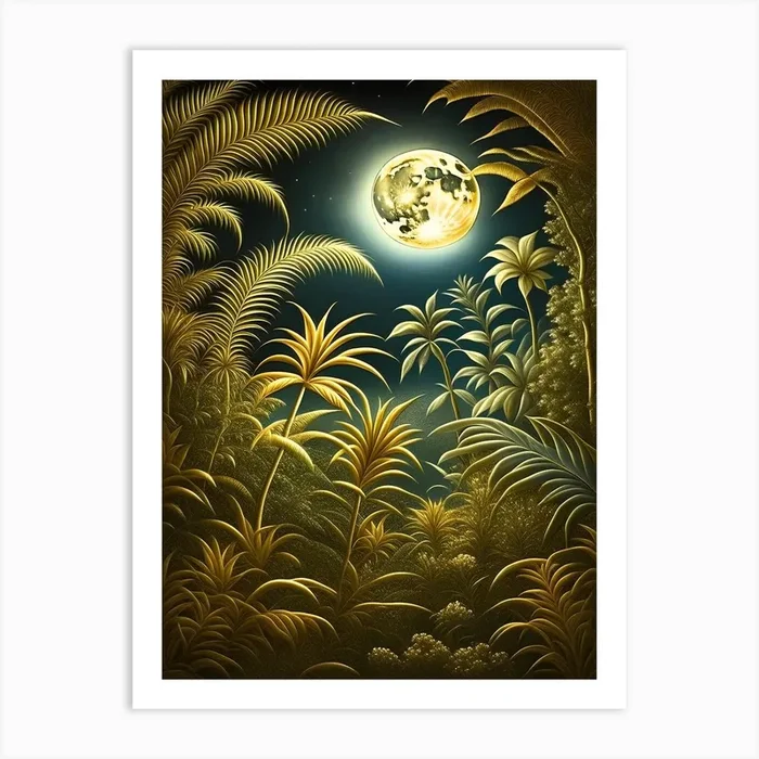 Golden Jungle At Night Art Print by MORAE