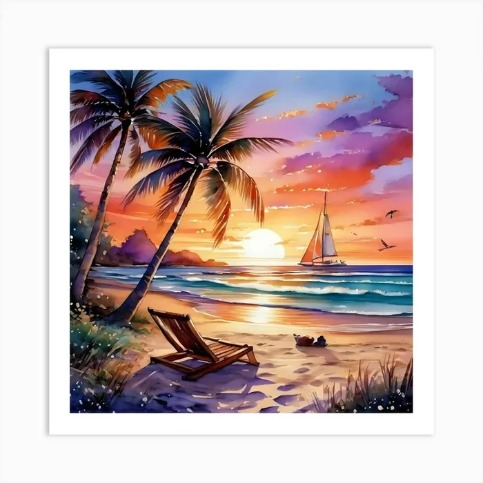 Golden Sand With Seashells And Starfish Scattered Along The Shoreturquoise Sea Gently Lapping Again Out Art Print by markoadamo
