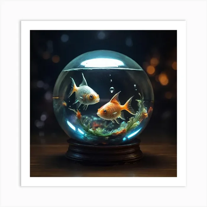 Goldfish In A Glass Bowl Art PrintE by Ehsan