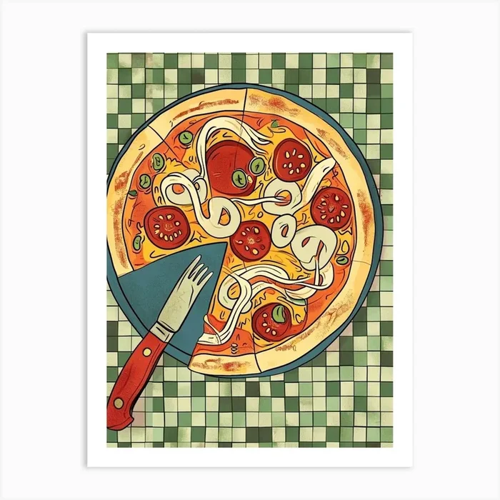 Gourmet Pizza On A Tiled Background 4 Art Print by Artful Appetite
