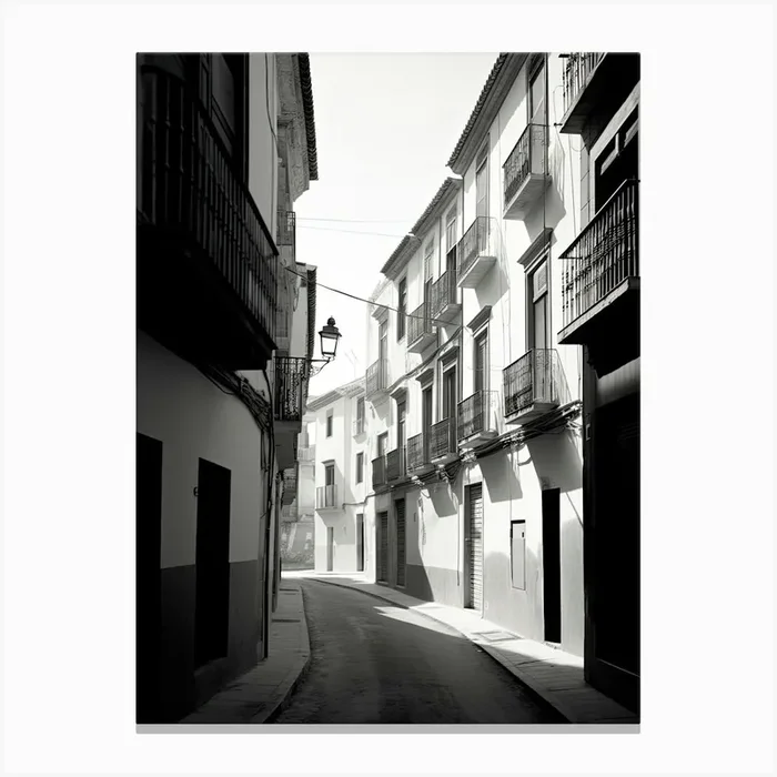 Granada, Spain, Black And White Photography 2 Canvas Print by Monochrome Vistas