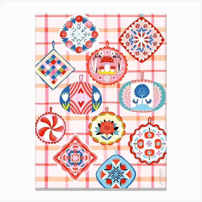 Granny’s Nostalgic Potholder Collection Canvas Print by Mira Paradies
