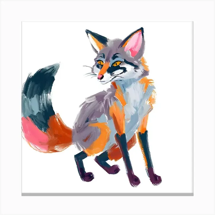 Gray Fox 03 1 Canvas Print by Lisa Baum