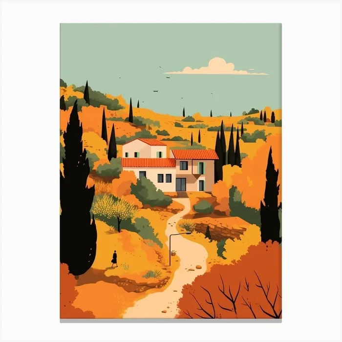 Greece 2 Travel Illustration Canvas Print by WanderWall Prints
