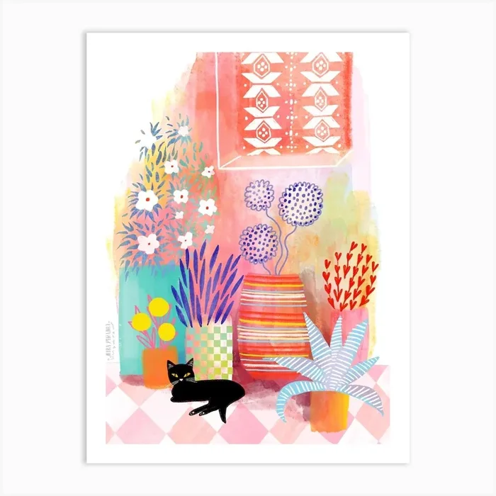 Greek Street With Cat Art Print by Mira Paradies