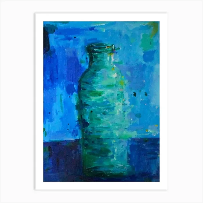 Green Glass Bottle Art Print by Dawn Underwood