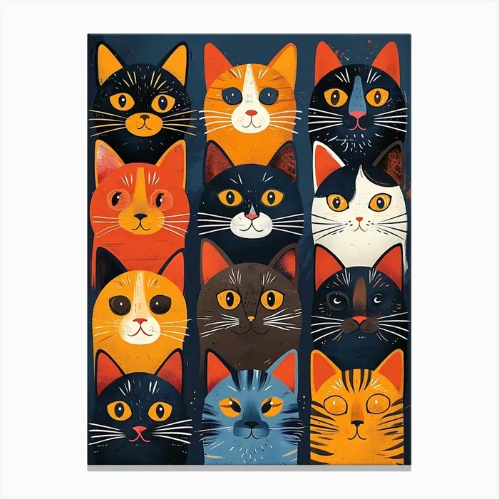 Group Of Cats 7 Canvas Print by wallart-1