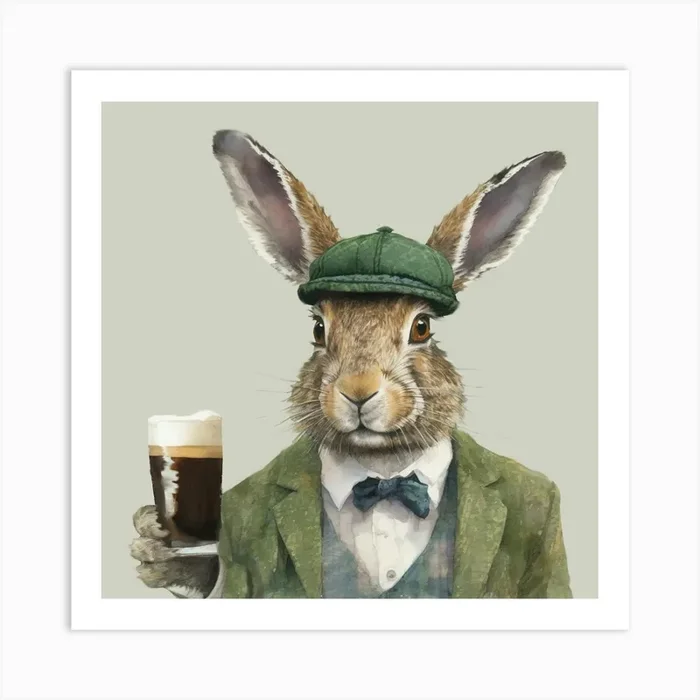 Guiness Hare Final Flattened Plain Art Print by Designed By Lorna
