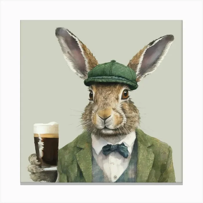 Guiness Hare Final Flattened Plain Canvas Print by Designed By Lorna