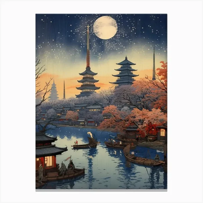 Hachijo Jima In Tokyo, Ukiyo E Drawing 1 Canvas Print by Ukiyo-e Wonders