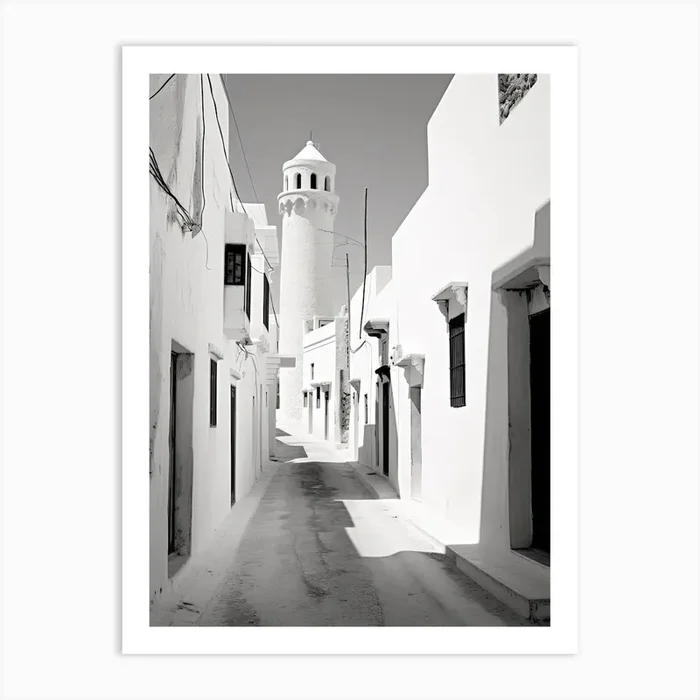 Hammamet, Tunisia, Black And White Photography 3 Art Print by Monochrome Vistas