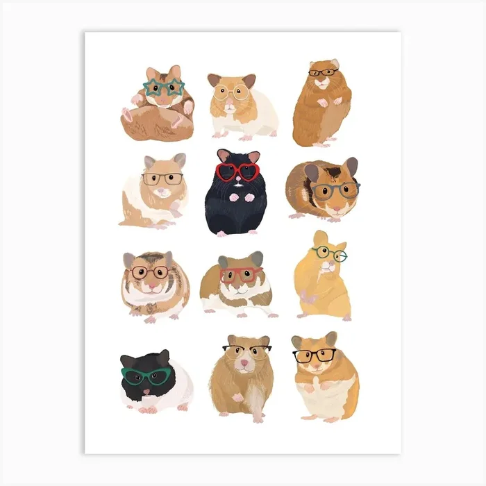 Hamsters In Glasses Art Print by Hanna Melin