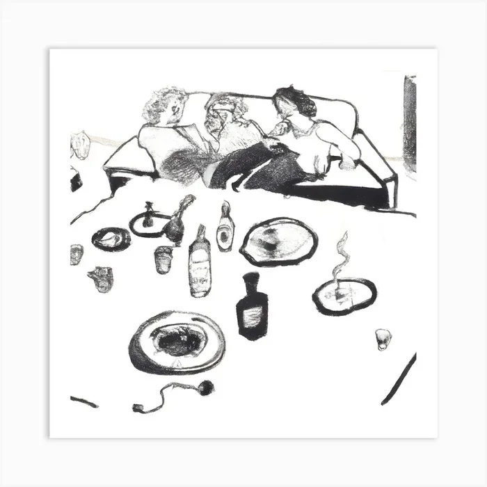 Hand drawn after party 2 Art Print by ThatPosterGirl