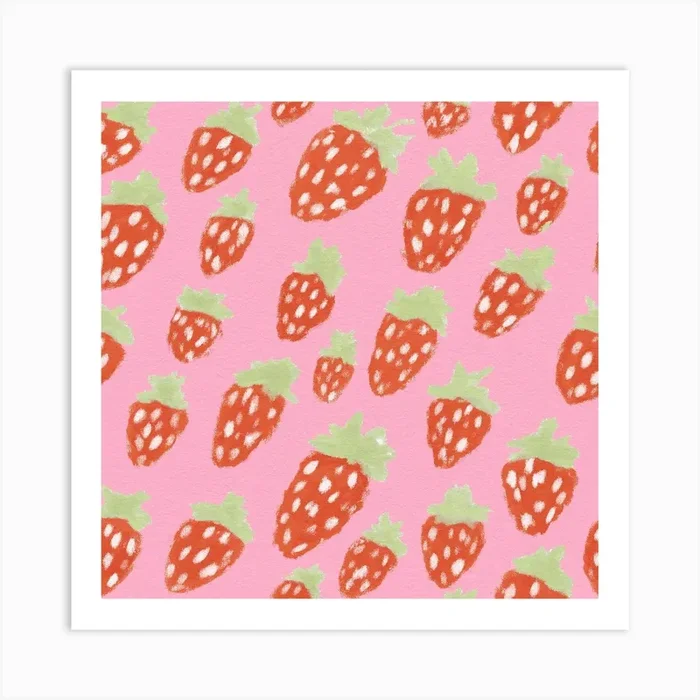 Hand-Painted Strawberries Art PrintT by tartagain