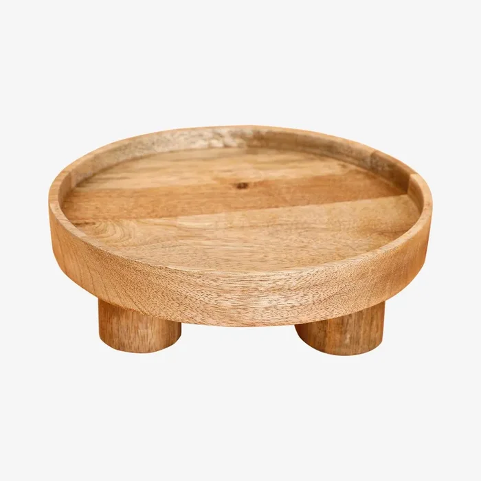 Handmade Mango Wood Pedestal Platter – Fruit Stand by Casa Amarosa