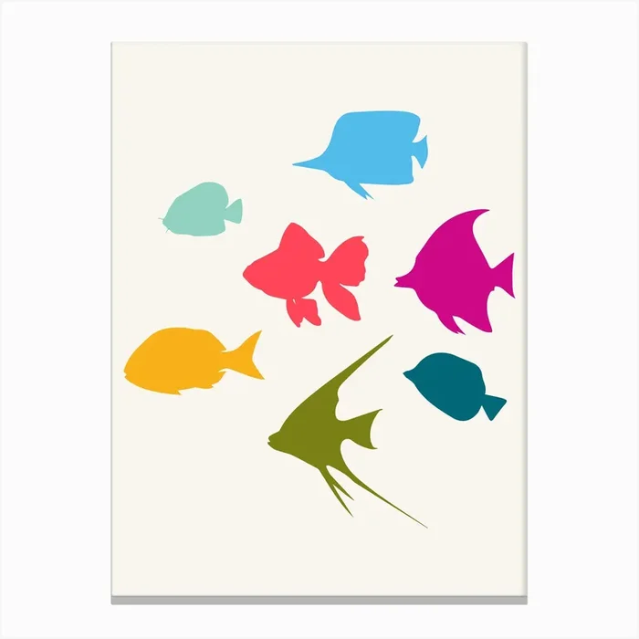 Happy Fish Family Canvas Print by Kubistika