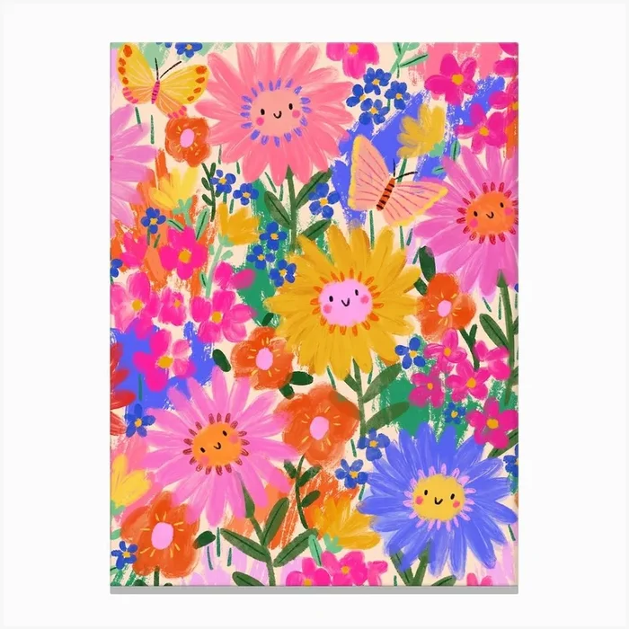 Happy Flower Garden Canvas Print by Kate McFarlane