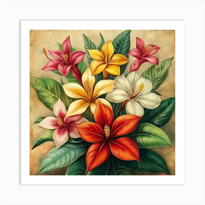 Hawaiian Flowers Art 6 Art PrintS by Saiful