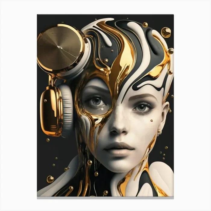 Headphones woman Canvas Print by FOX & JAY