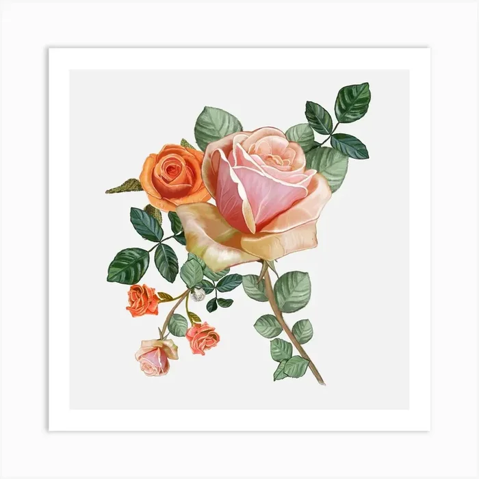 Heirloom Roses Bouquet Art Print by Gulsen Gunel
