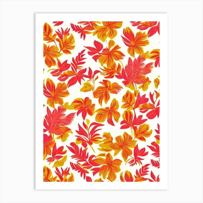Heliconia Floral Print Retro Pattern 2 Flower Art PrintPP by Petal Palette