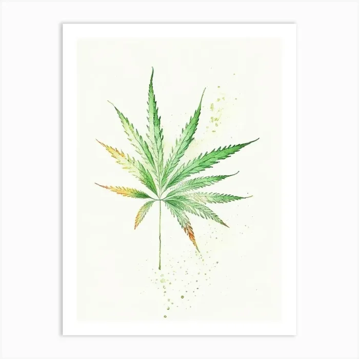 Hemp Herb Minimalist Watercolour 2 Art PrintHH by Herbaceous Hues