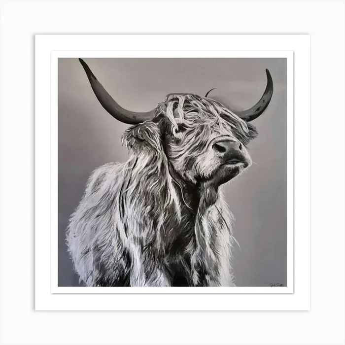 Highland coo Art PrintGS by Gail Scott Art