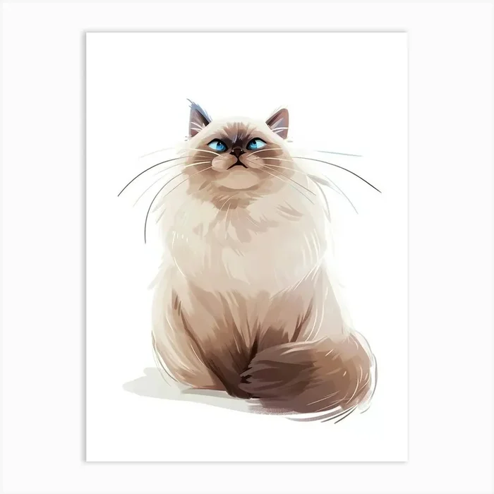 Himalayan Cat Clipart Illustration 3 Art Print by Woof and Whiskers