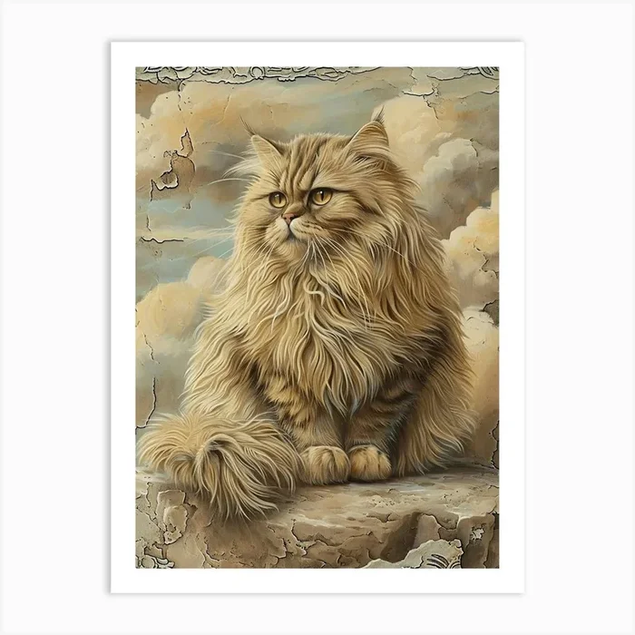 Himalayan Cat Relief Illustration 4 Art Print by Woof and Whiskers