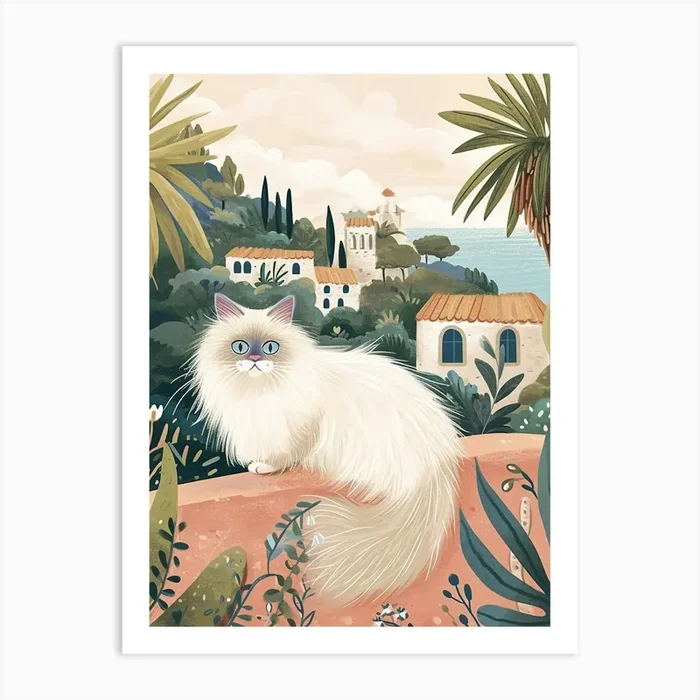 Himalayan Cat Storybook Illustration 4 Art Print by Woof and Whiskers
