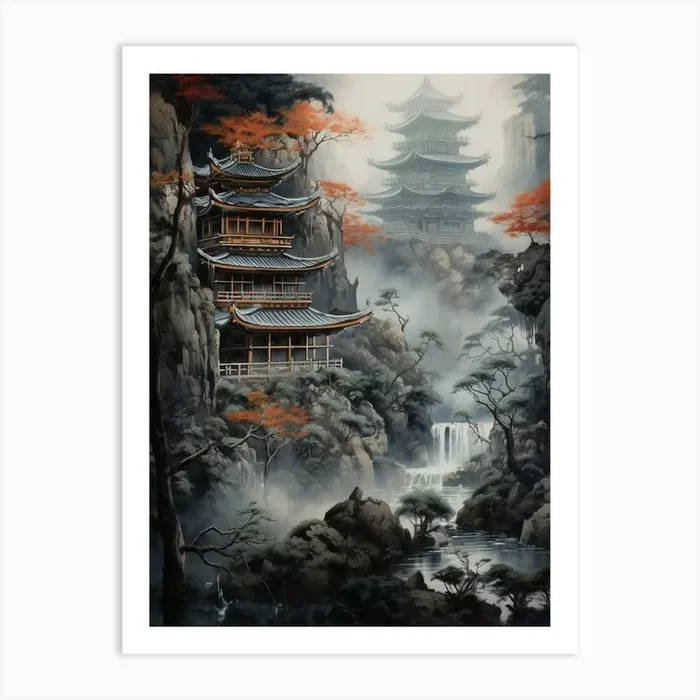 Historical Castles And Temples Japanese Style 2 Art Print by PixelPerfect