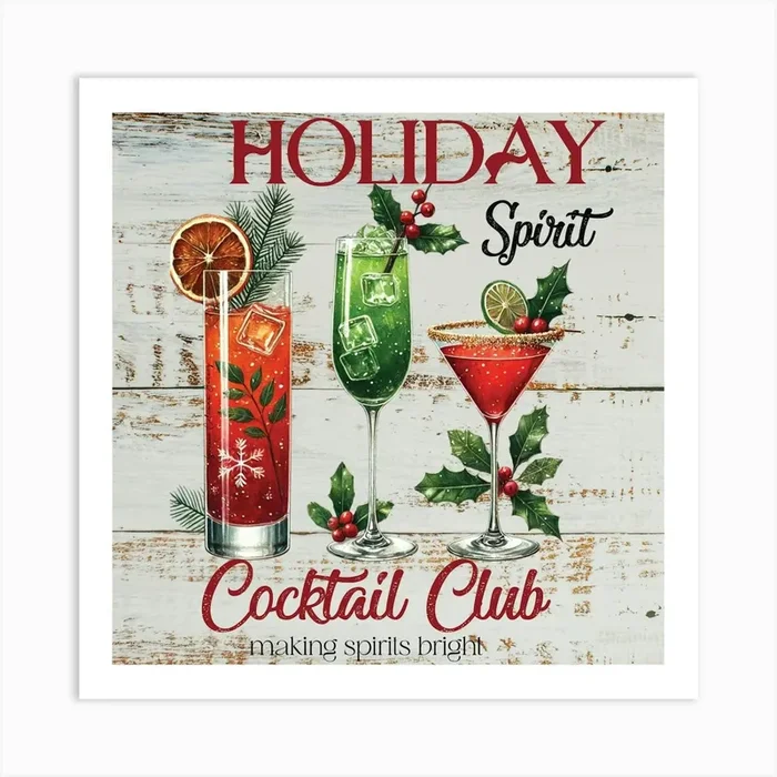 Holiday Cocktail Club Art Print by Yvonne Coleman Burney