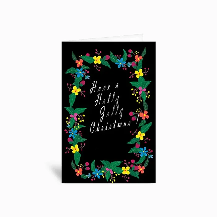 Holly Jolly Christmas Greetings Card by Pallo