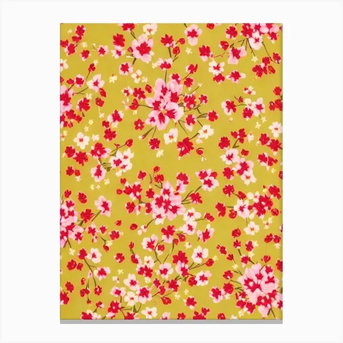 Honeysuckle Floral Print Warm Tones1 Flower Canvas PrintPP by Petal Palette