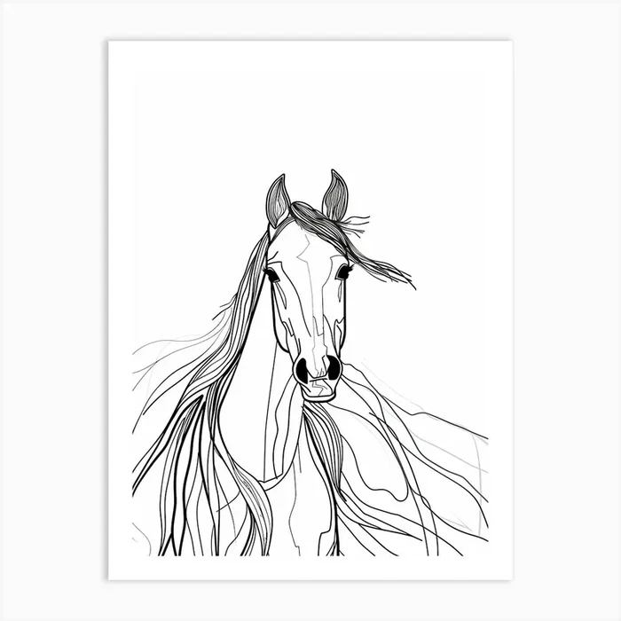 Horse Drawing animal lines art Art Print by JBJart Justyna Jaszke
